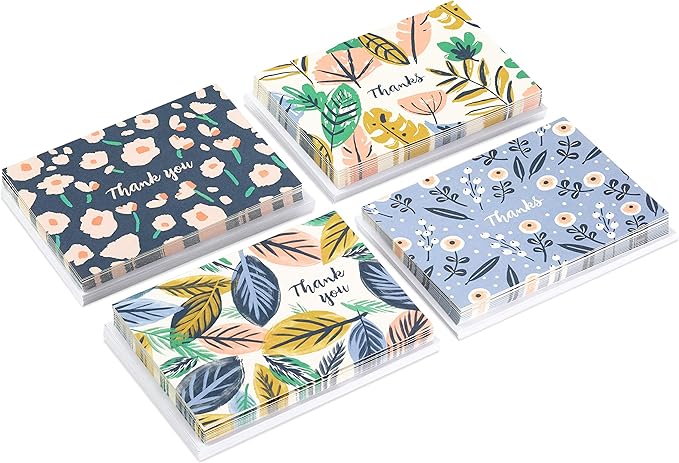 Hallmark Thank You Cards Assortment, Painted Florals (48 Cards with Envelopes for Baby Showers, Bridal Showers, Weddings, All Occasion)