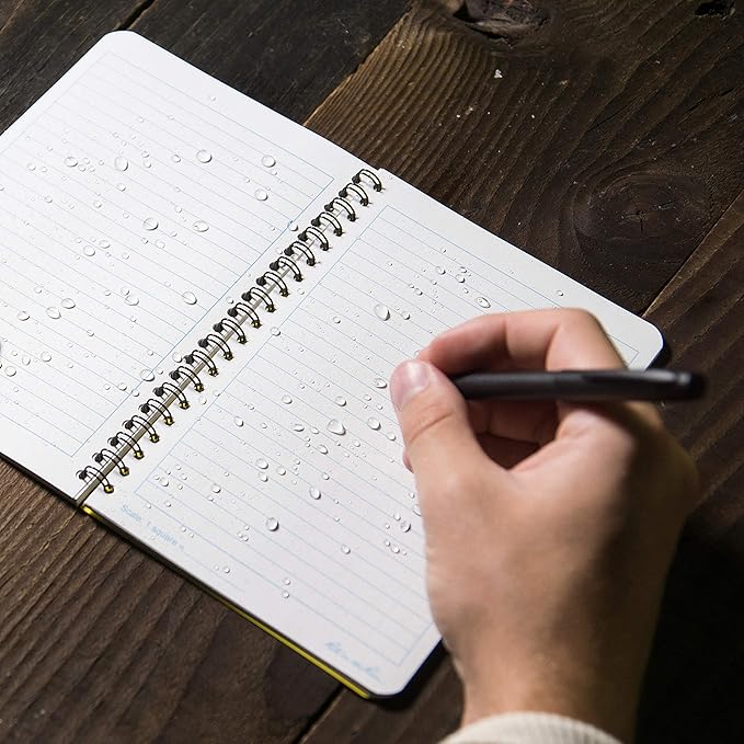 Rite in the Rain Weatherproof Side Spiral Notebook, 4.625" x 7", Yellow Cover, Universal Pattern (No. 373)