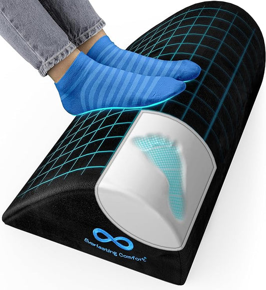 Foot Rest for Under Desk at Work - Memory Foam Office Foot Stool & Under Desk Footrest Leg Elevation Pillow for Gaming & Home Office, Supports Posture