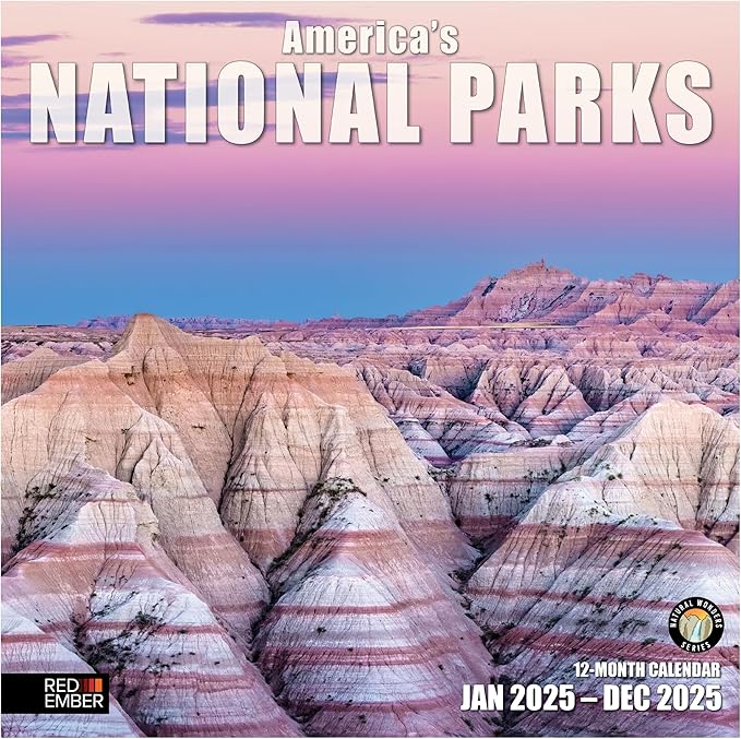 RED EMBER America's National Parks 2025 Wall Calendar 12 Month | 12" x 24" Open | Thick & Sturdy Paper | Giftable | Calendar 2025