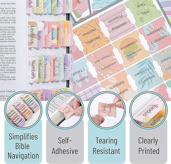 Mr. Pen- Bible Tabs, 120 Tabs, Laminated Bible Tabs for Women and Men, Bible Tabs for Study Bible, Bible Index Tabs, Bible Book Tabs, Bible Labels Tabs, Mr Pen Bible Tabs
