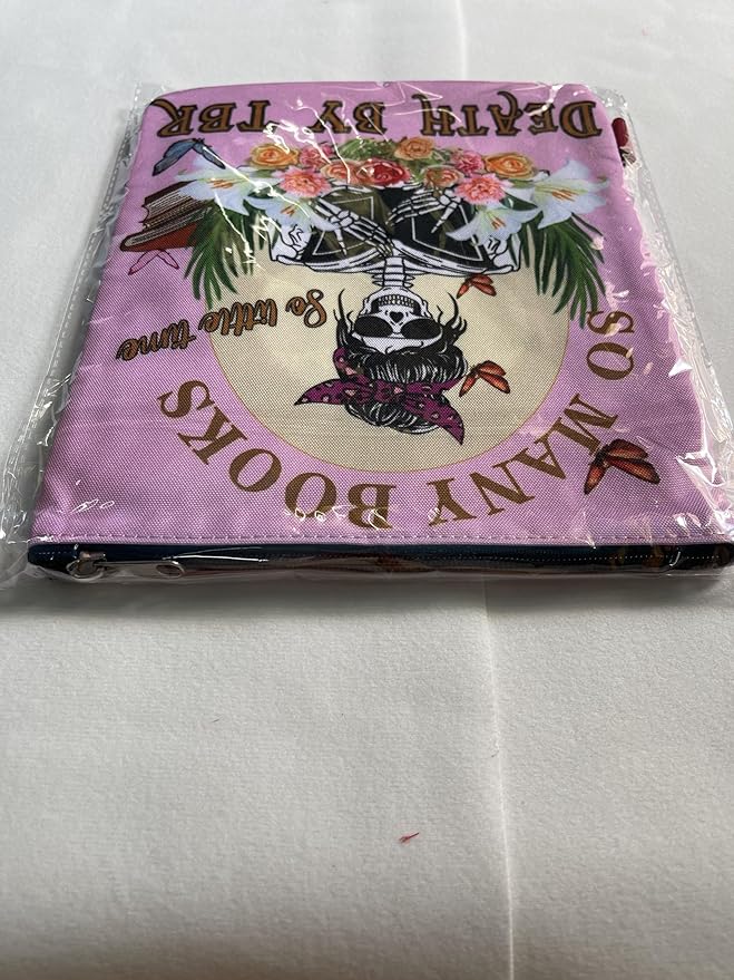 LParkin So Many Books So Little Time Death by TBR Book Covers for Readers Sleeve Gift Paperback Book Cover with Zipper