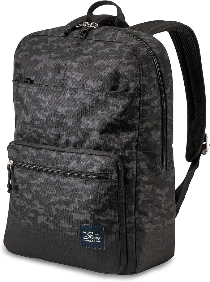 Skyway Luggage Rainier Simple Backpack, Eco-Friendly Made of 100% rPET Travel Laptop Bag for Women & Men, Flight Approved Carry On Bag, 16L, Kohala Black