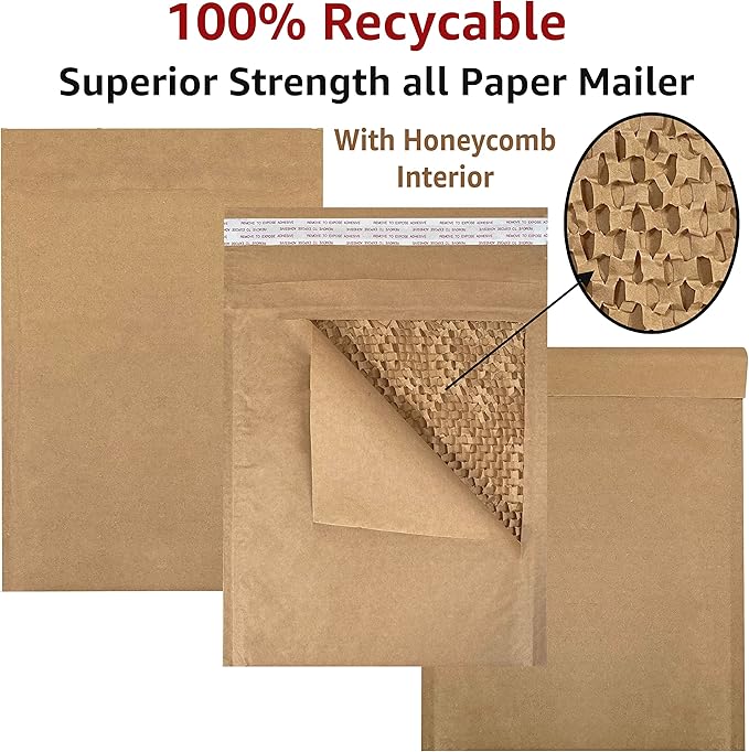 Honeycomb paper padded envelope sealable mailers (30, #2-8.5" x 11")