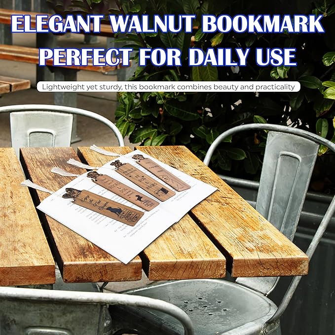 Dog Bookmark – Set of 4 Wooden Bookmarks with Tassels, Made from Walnut Wood,Funny Bookmark Gift for Men and Women, Novelty Gag Bookmark for Book Lovers,Christmas Stocking Stuffer
