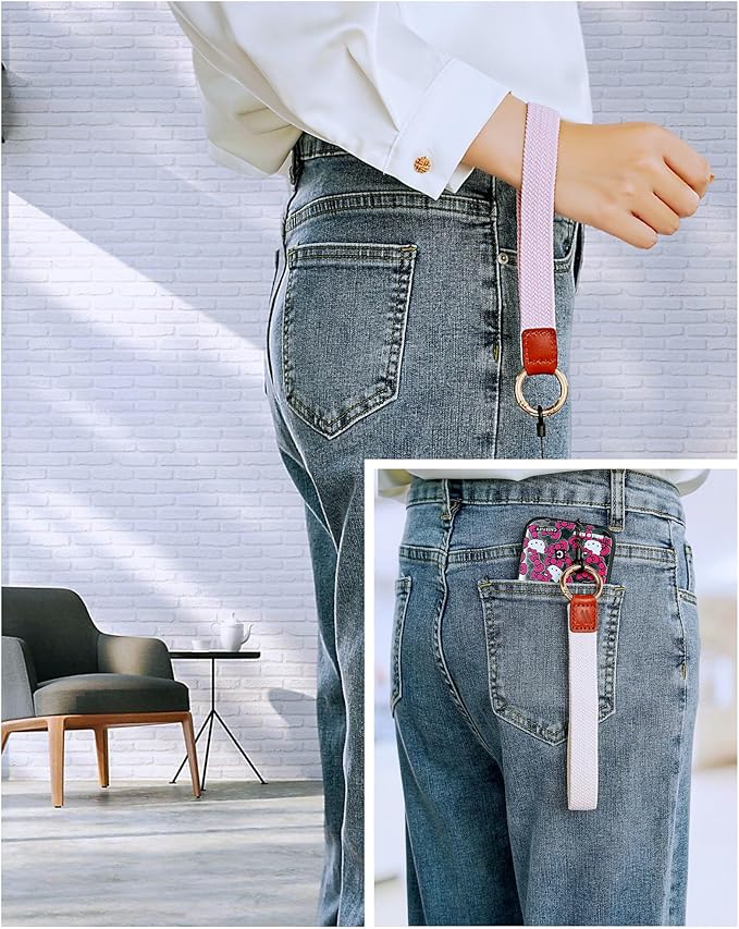 Wristlet Keychain for Women Stretchy Wrist Keychain Lanyard for Phone Case Wallet Id Card Badges (Sage Green)