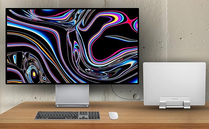 Aluminum Vertical Laptop Stand Dock Holder, Adjustable Slot Width 12-42mm, Space-Saving Upright Storage for MacBook and Laptops