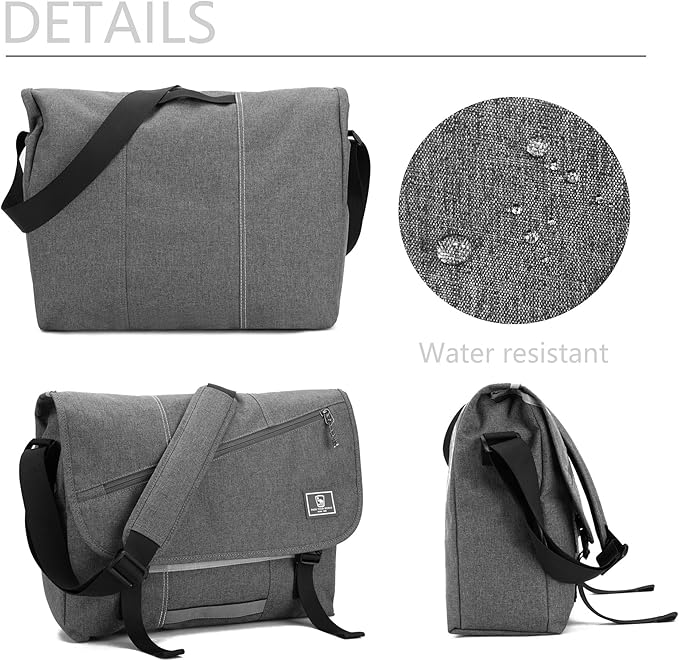 OIWAS 15.6 Inch Messenger Bag for Men/Women Crossbody Travel Satchel Bags Laptop Shoulder Bag Large Briefcase Computer Work College Grey