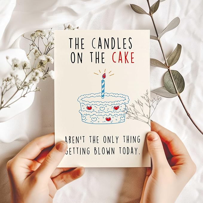 Funny Birthday Card for Him, Naughty Birthday Gift for Men, Humor Birthday Gifts Cards for Boyfriend Husband Fiance, 5x7 Inch with Envelope