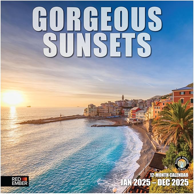 RED EMBER Gorgeous Sunsets 2025 Wall Calendar 12 Month | 12" x 24" Open | Thick & Sturdy Paper | Giftable | Calendar 2025