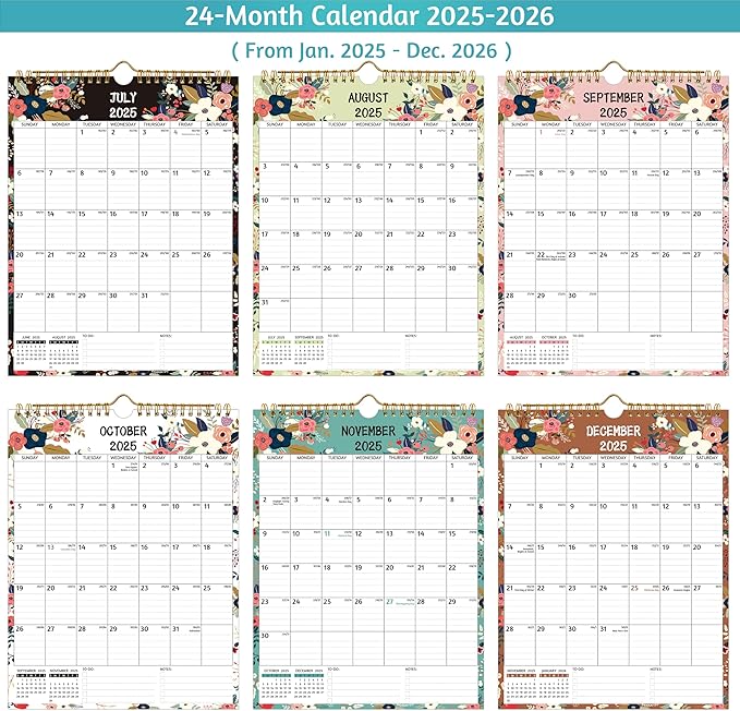 Wall Calendar 2025-2026 – 2 Year Calendar 2025-2026, 8.5 x 11 In, Jan 2025 - Dec 2026, 2025 Calendar 24 Months, Small Monthly Calendar 2025 Vertical, Ruled Blocks, Thick Paper, Holidays, To-do ＆ Notes