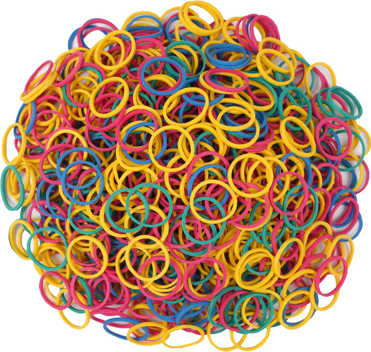 Rubber Bands Small Mini Elastic Band Yellow Blue Green Red 1300pcs Rubber Band 1.2inch Office Supplies Home Inside Diameter 0.63in (Multicolour)