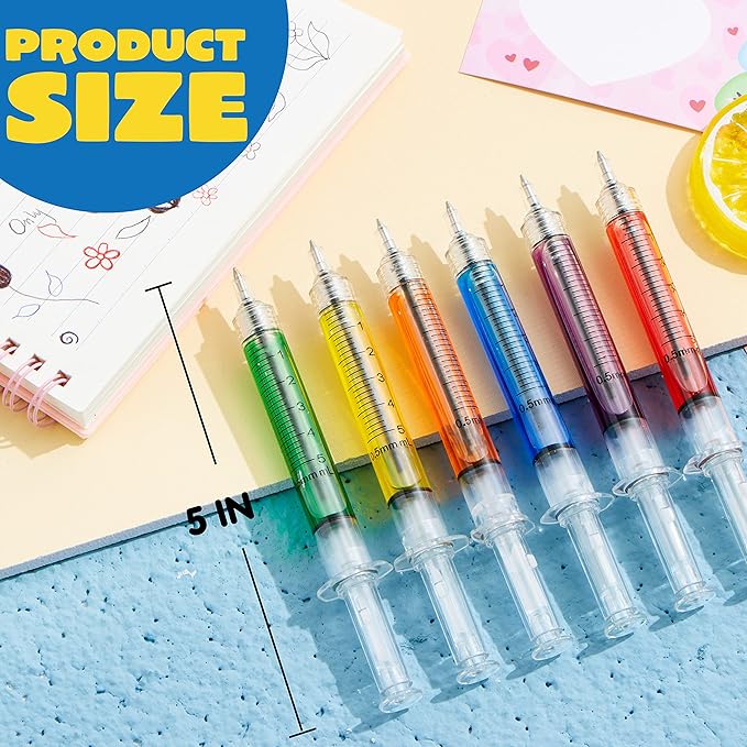 JOYIN 36pk Retractable- Syringe Pens Bulk Party Favors Fun Nurse Pens, Multi Color Novelty Pens, Nursing School Supplies, Halloween Party Favors