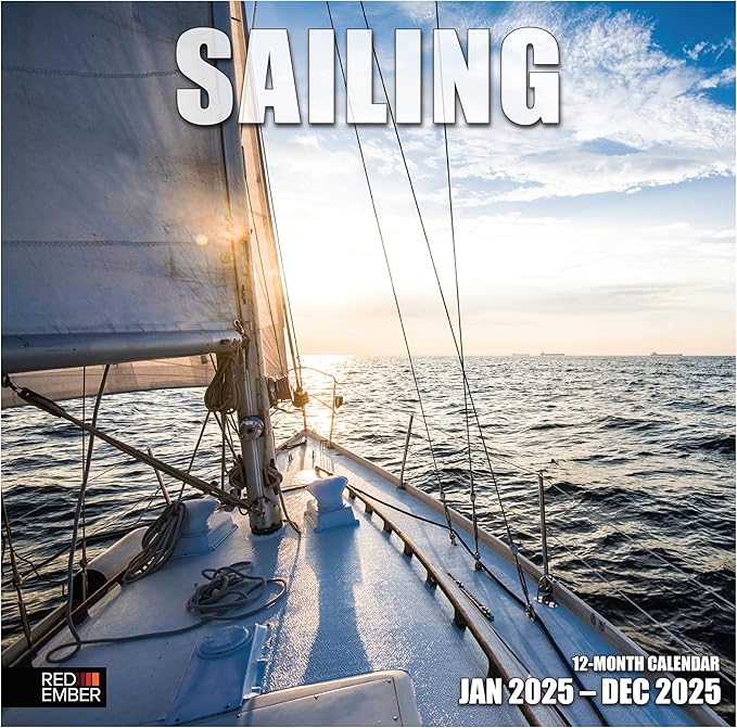RED EMBER Sailing 2025 Wall Calendar 12 Month | 12" x 24" Open | Thick & Sturdy Paper | Giftable | Calendar 2025