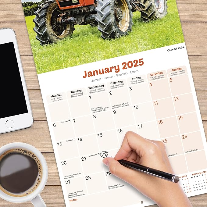 2025 Tractors Wall Calendar, 12X12, Avonside Publishing
