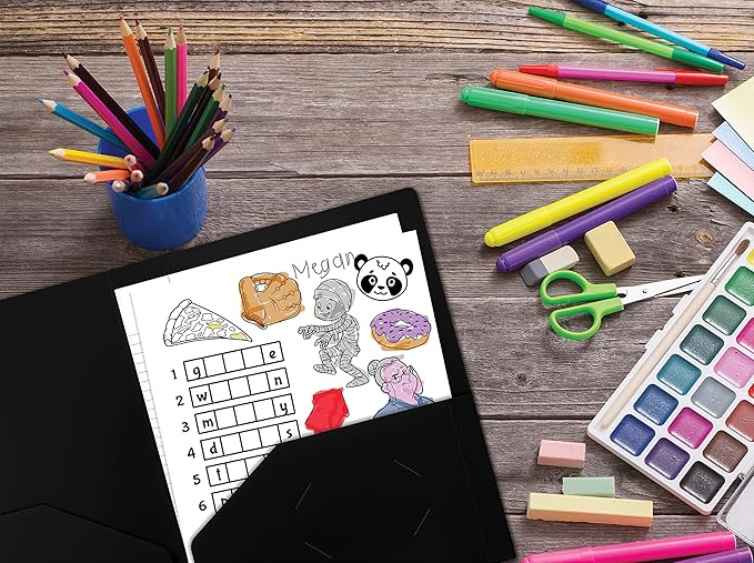 Better Office Products Heavyweight Plastic 2 Pocket Portfolio Folder, Letter Size Poly Folders 24 Pack (Black)