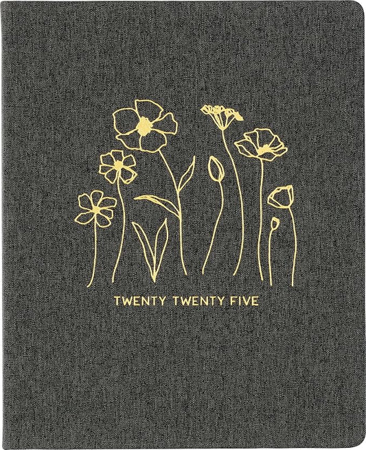 Eccolo 2025 Large Agenda Planner, 12 Month, Yearly, Monthly & Weekly Pages, Habit & Gratitude Tracker (Linen Flexi-Cover - 8 x 10")