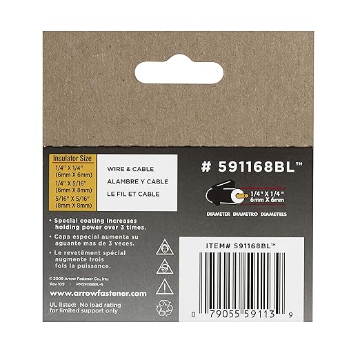 Arrow 591168BL Genuine T59 Insulated 1/4-Inch Leg Length, 1/4-Inch Crown Size, Staples Black 300-Pack