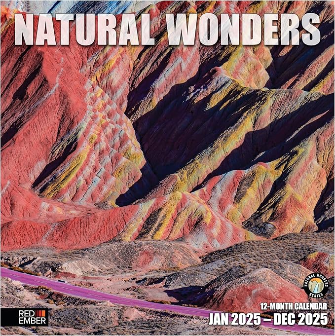 RED EMBER Natural Wonders 2025 Wall Calendar 12 Month | 12" x 24" Open | Thick & Sturdy Paper | Giftable | Calendar 2025
