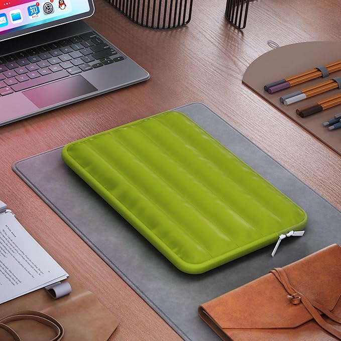 LS-M Puffy 13-14 Inch Laptop Sleeve Case for Women Men Cute Carrying Cover Compatible with MacBook Air M2, MacBook Pro 14 Protective Portable Case (Green, 13-14inch)