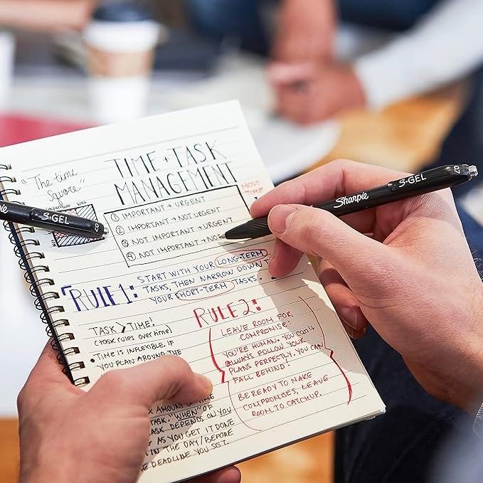 Sharpie S-Gel, Gel Pens, Drawing Pens, Gel Ink Pens For Journaling, Writing Pens, Coloring Pens, Medium Point Pens (0.7Mm), Black Ink Gel Pen, 4 Count