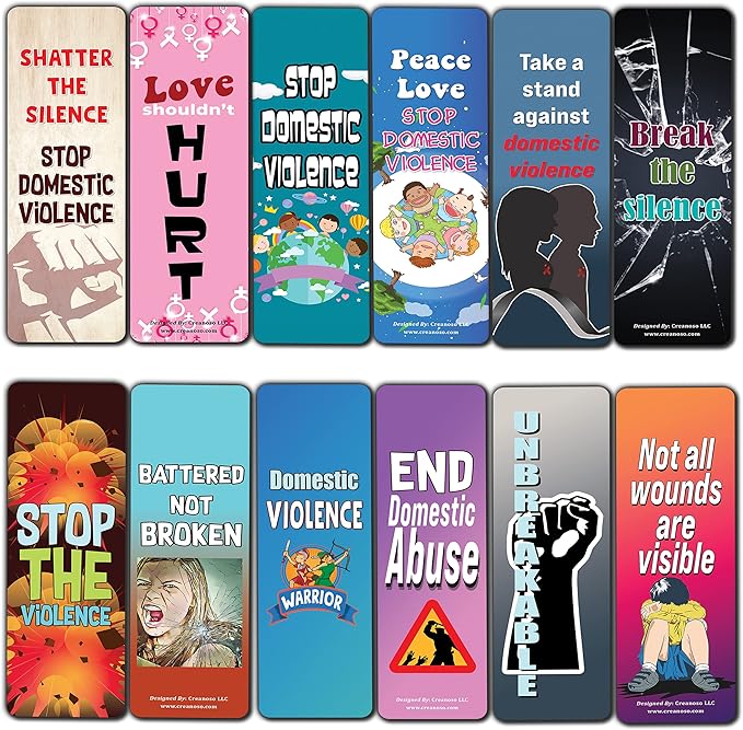 Domestic Violence Bookmarks Cards Bookmarks (30-Pack) – Daily Inspirational Card Set – Interesting Book Page Clippers – Great Gifts for Adults and Book Readers
