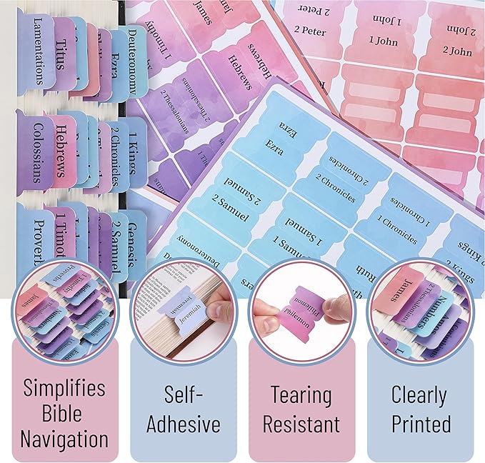 Mr. Pen- Bible Tabs, 75 Tabs, Colorful, Laminated Bible Tabs for Women and Men, Bible Tabs for Study Bible, Bible Index Tabs, Bible Book Tabs, Bible Labels Tabs, Bible Tabs