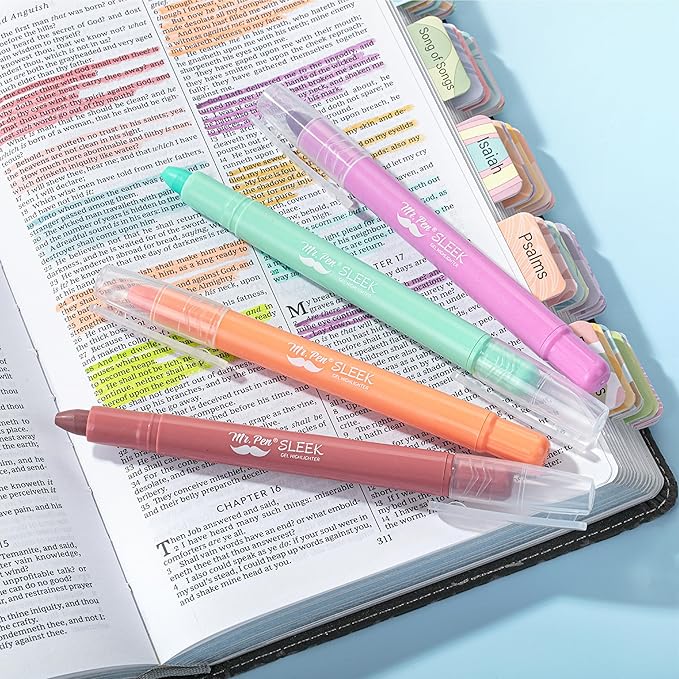 Mr. Pen- Gel Highlighter, 8 Pack, Assorted Colors, Bible Highlighters No Bleed, No Bleed Highlighters, Bible Highlighter, Bible Markers, Gel Highlighters for Bibles, Highlighter