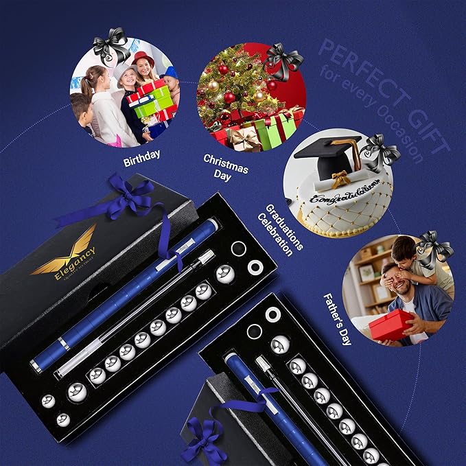 Elegancy Fidget Pen Magnetic Balls | Deformable Decompression Magnetic Pen Fidget Toy for Teenagers Gifts for Men | Cool Stuff Magnets for Kids (Blue)