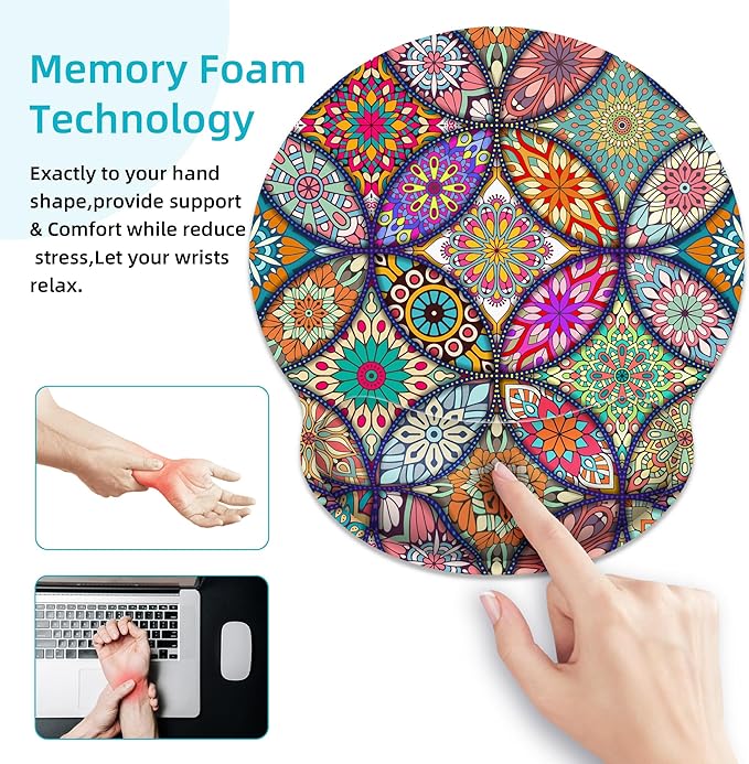 Ergonomic Mouse Pad with Wrist Support,Boho Modern Art Mouse Pad with Wrist Rest,Relieve Wrist Pain Mousepad Non-Slip Rubber Base,Mouse Pads for Desk,Computers,Laptop,Office,Gaming,Accessories
