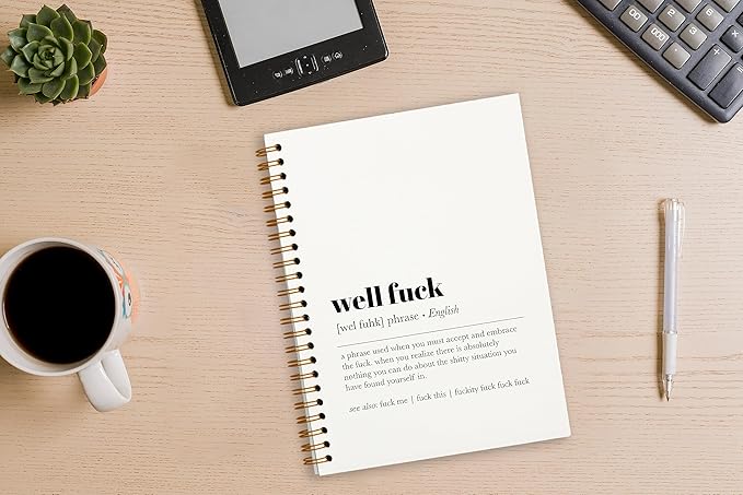Tizzer Funny Well F Definition Lined Hardcover College Ruled Spiral Notebook Journal for Work Notes Journaling 5.5×8.3 Inch,Sympathy Gifts for Bad Day,Loss Job,Pet Loss,Breakups,Condolence