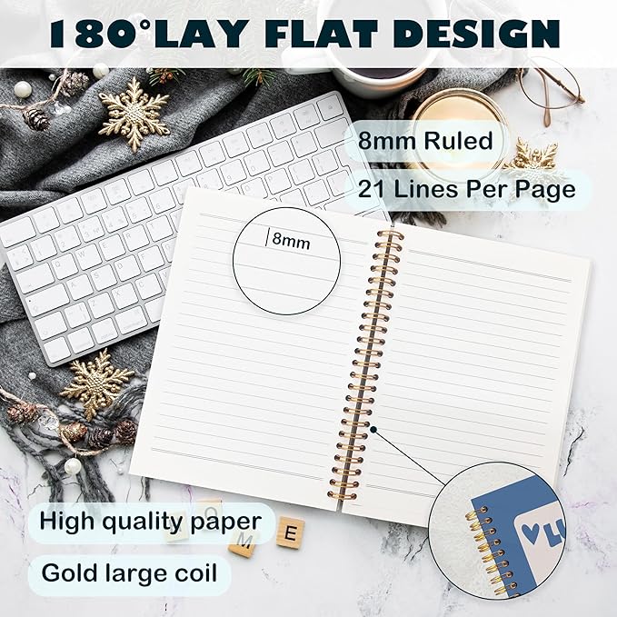 BearCake Funky Retro Y2K Blue Preppy Notebook, Lucky You Poker Preppy Journal, Blue Aesthetic Notebooks, Blue Office Supplies, Blue Desk Accessories, Hardcover Spiral Notebook 5.5x8.3