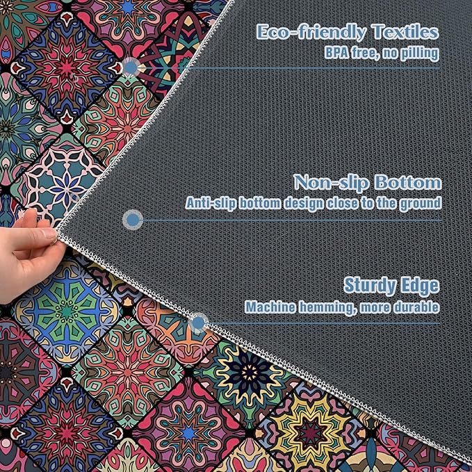 Office Chair Mat for Hardwood Floor Floral Mandala 36"x48" Computer Gaming Chair Mat Anti-Slip Office Rugs Floor Protector for Rolling Chairs Under Desk Rug for Home Office