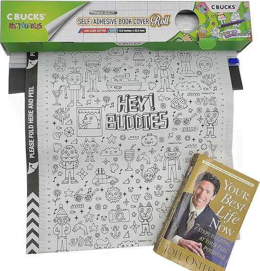 Clear Paperback Book Cover Protector Includes Slider - Covers Upto 20 Books (13in x 33.5ft)