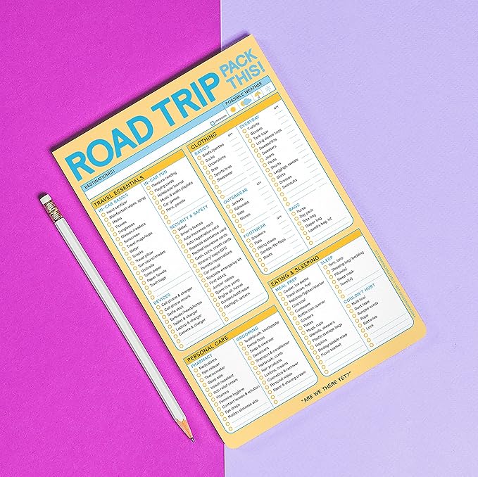 Knock Knock Roadtrip Pack This! Pad - Road Trip Packing List Pad, Trip Essentials Checklist, 6 x 9-inches
