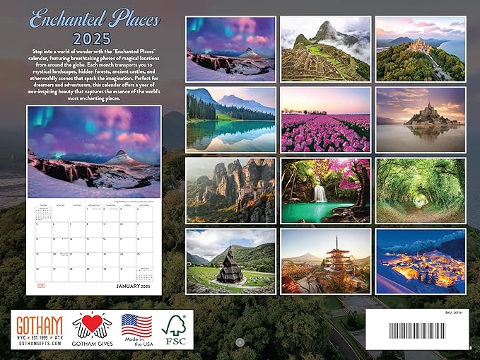 Enchanted Places Mystical Calendar 2025 Travel Scenic | American Made In The USA