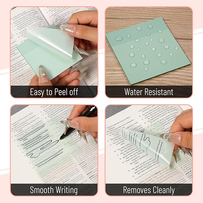 Mr. Pen- Transparent Sticky Notes, 3”x3”, Boho Colors, 12 Pads, 600 Sheets, See Through Sticky Notes, Bulk Sticky Notes Transparent, Translucent Sticky Notes, Clear Transparent Sticky Notes Clear
