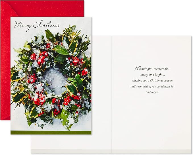 Hallmark Boxed Christmas Cards, Snowy Wreath (40 Cards and Envelopes)