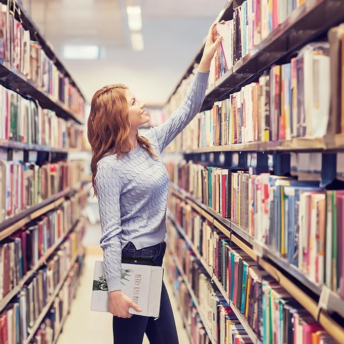 Christmas Book Sleeve,Merry Kiss Moose Christmas Xmas Book Sleeve Book Covers Book Protector Pouch with Zipper,Book Sleeve Gifts for Book Lovers Readers,Book Cover for Paperback 9.4x12.1 Inch