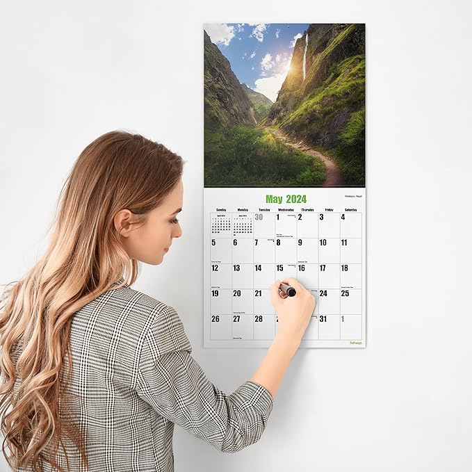 RED EMBER Signature - Pathways 2024 Wall Calendar 12 Month | 12" x 24" Open | Thick & Sturdy Paper | Giftable | Calendar 2024