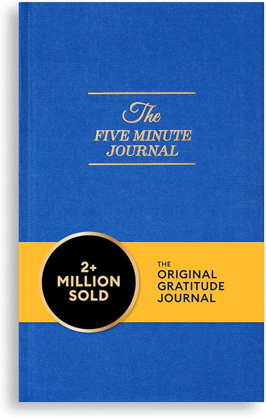 Intelligent Change The Five Minute Journal, Original Daily Gratitude 2025, Reflection & Manifestation for Mindfulness, Undated Daily with Gold Foiling, Plastic-Free, Blue