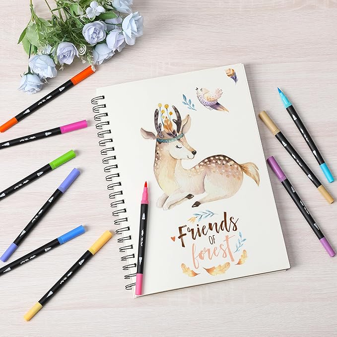 Mr. Pen- Dual Tip Brush Pens, 24 pcs, Assorted Color, Fine & Brush Tip Markers, Markers for Adult Coloring, Coloring Markers for Adults, Adult Coloring Markers, Brush Markers, Dual Tip Markers