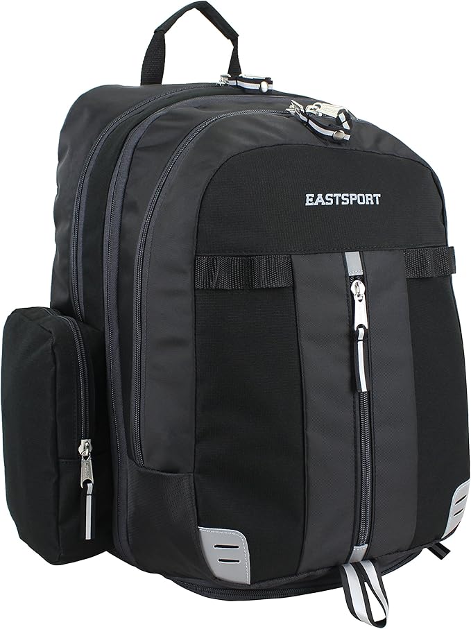 Eastsport Extra Large Backpack Expandable Oversized For Travel Hiking Work Camping Sports Outdoors With Drawstring Bag 18x13.5x9.5 Mochila De Viaje Black
