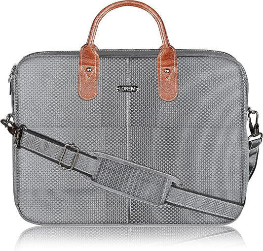 LOREM Leather Messenger Shoulder Bag Travel Crossbody Purse Briefcase Business Bag for 12Inch Laptop