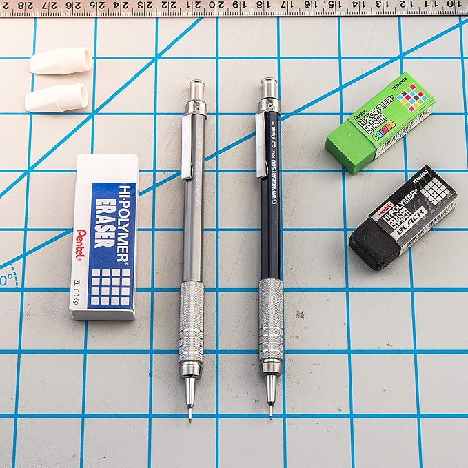 Pentel GraphGear 500 Mechanical Drafting Pencil, (0.5mm), Fine Line, Refill Lead and Mini Eraser (PG525LEBP)