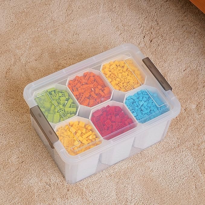 Citylife 17 QT Plastic Storage Bins Clear Storage Box with Lids Multipurpose Stackable Storage Containers for Organizing Tool, Craft, Crayon, 8 Packs