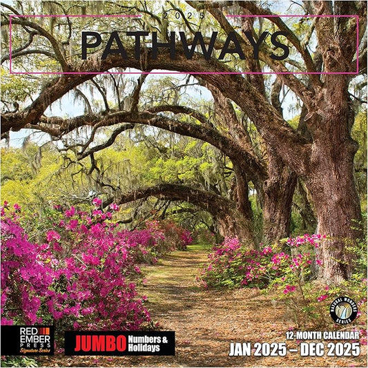 RED EMBER Signature - Pathways 2025 Wall Calendar 12 Month | 12" x 24" Open | Thick & Sturdy Paper | Giftable | Calendar 2025