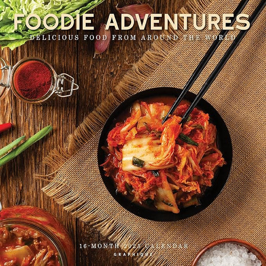 Graphique 2025 Foodie Adventures Wall Calendar | 12” x 12” | Thick Paper | Home & Office Organizer | Large Monthly Grid | 3 Languages & Marked Holidays | 4 Month Preview Page for 2026