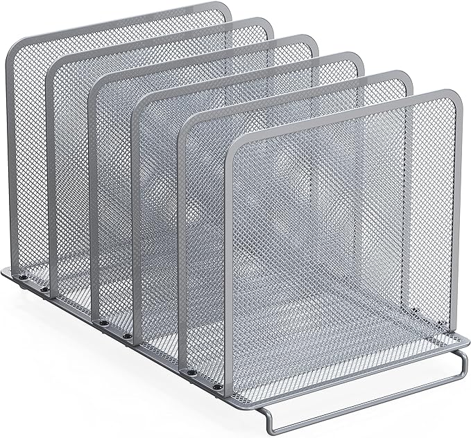 Simple Houseware Expandable 5 Section Upright File Sorter Organizer, Silver