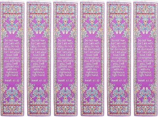 Do Not Fear, Bulk Pack of 6 Woven Fabric Christian Bookmarks, Silky Soft Isaiah 41:10 Flexible Bookmarker for Novels Books and Bibles, Traditional Turkish Woven Design, Memory Verse Gift